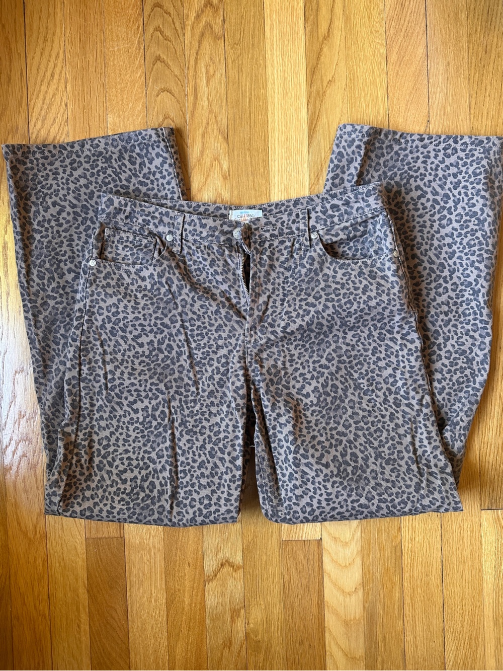 Cali 1850 Leopard Wide-Leg Pants, Size 9